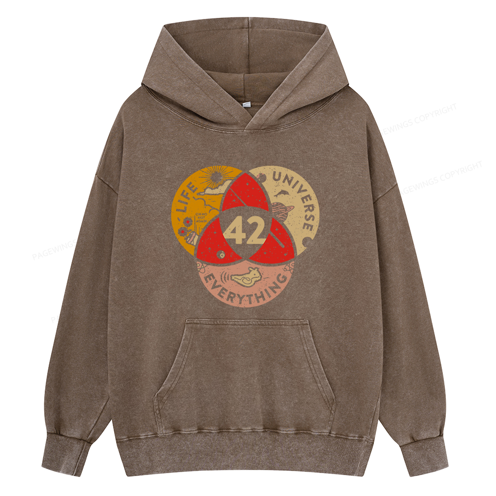 Pagewings 42 The Answer To Life The Universe And Everything Unisex Washed Hoodie