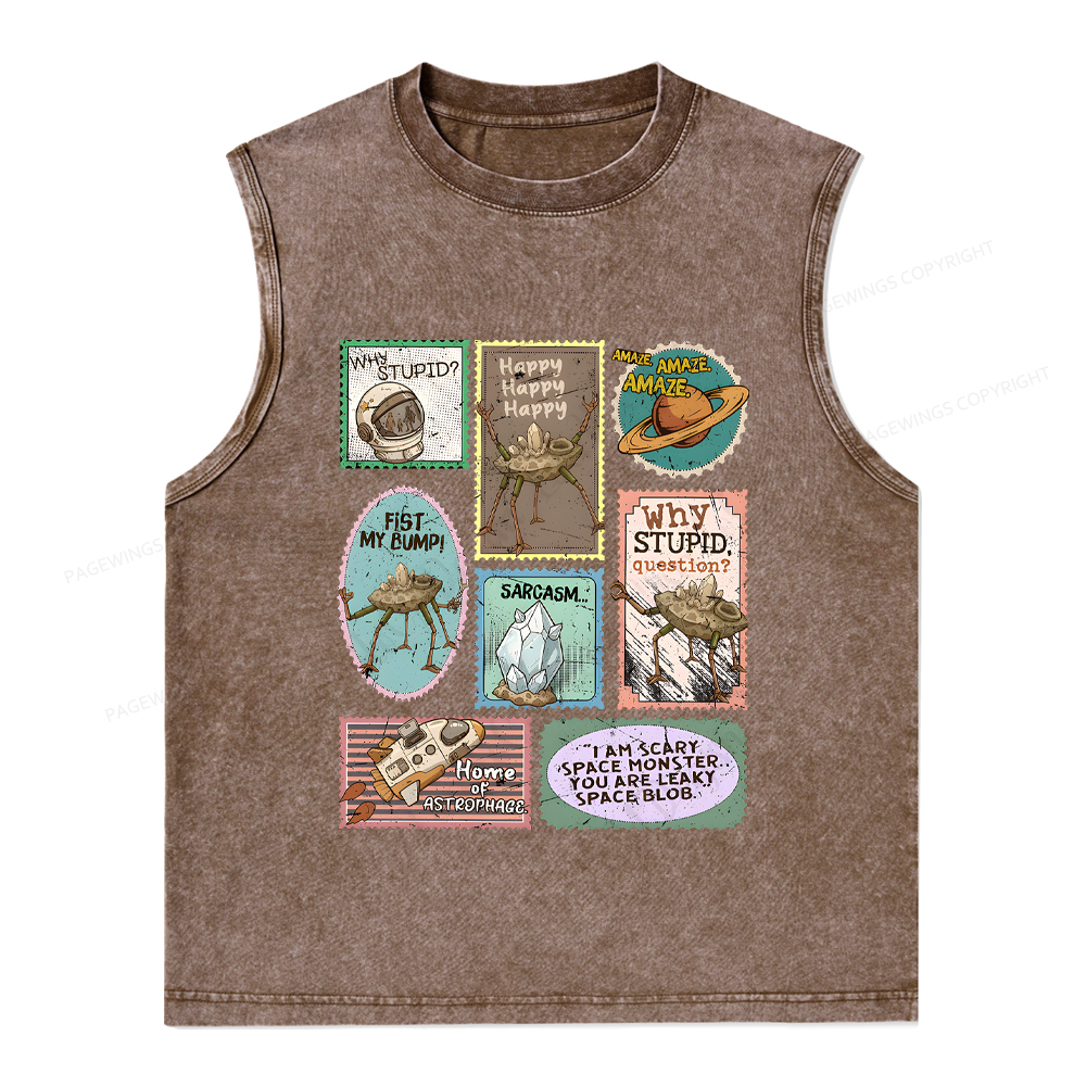 Pagewings Amaze Retro Sci-Fi Unisex Washed Tank Top