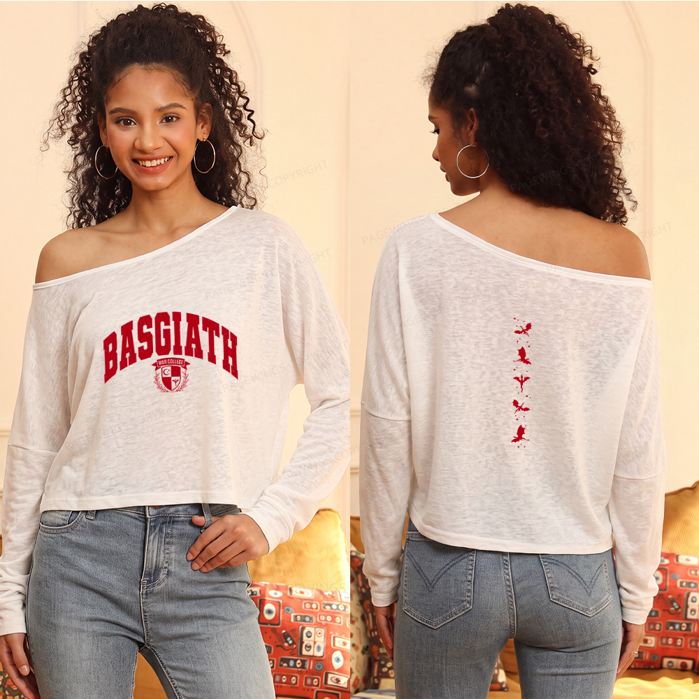 Pagewings Fantasy Bookish Slouchy Long Sleeve Off Shoulder T-shirt