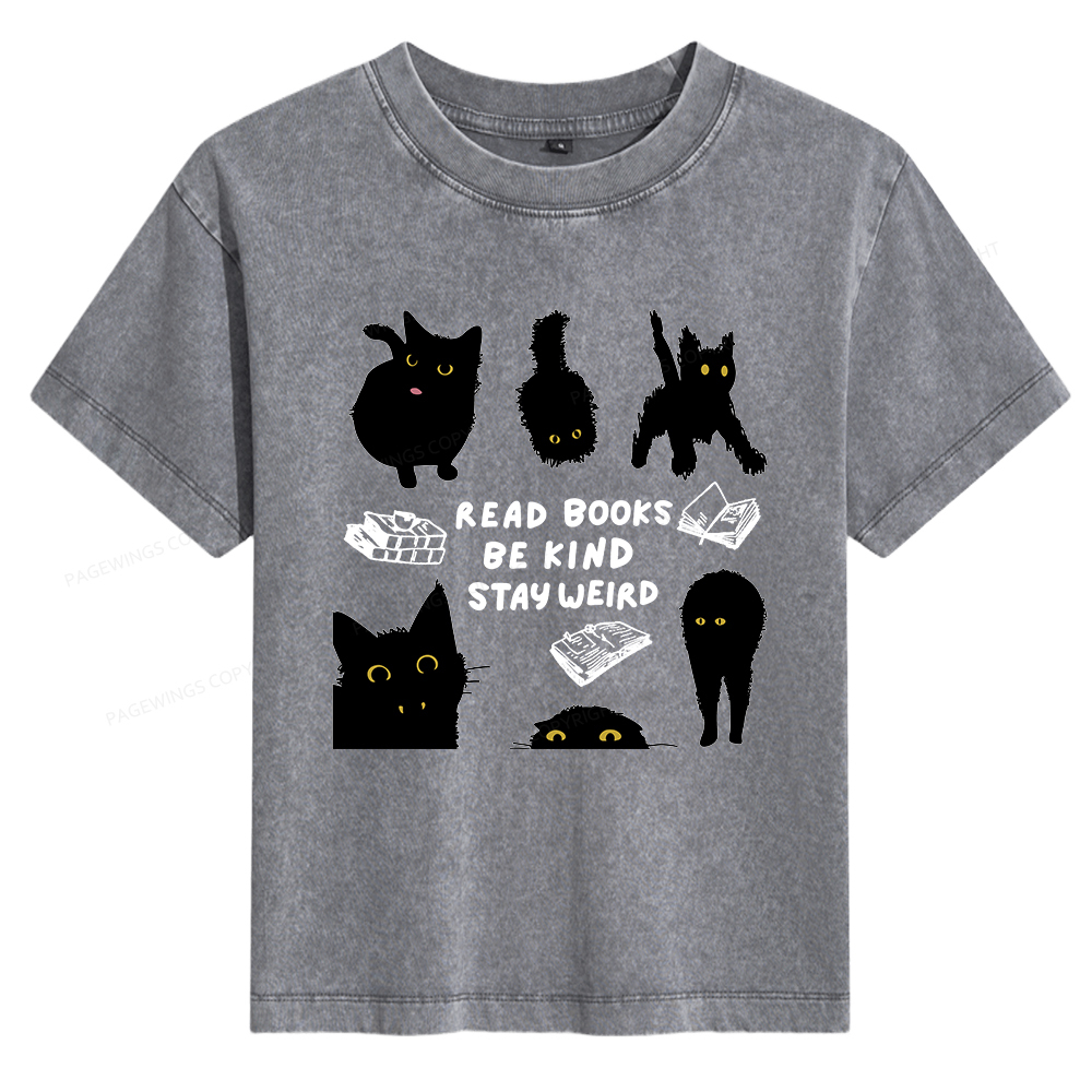 Pagewings Read Books Be Kind Stay Weird Women's Washed T-shirt