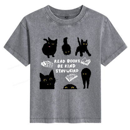 Pagewings Read Books Be Kind Stay Weird Women's Washed T-shirt