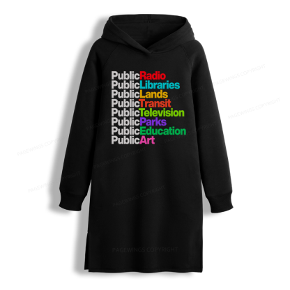 Pagewings Public Libraries Side-Slit Fleece Hoodie Dress