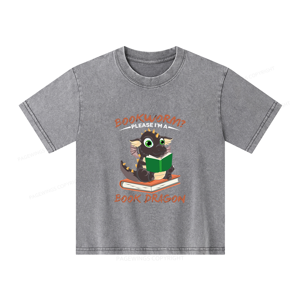 Pagewings Book Dragon Unisex Kids Washed T-shirt