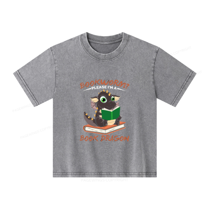 Pagewings Book Dragon Unisex Kids Washed T-shirt