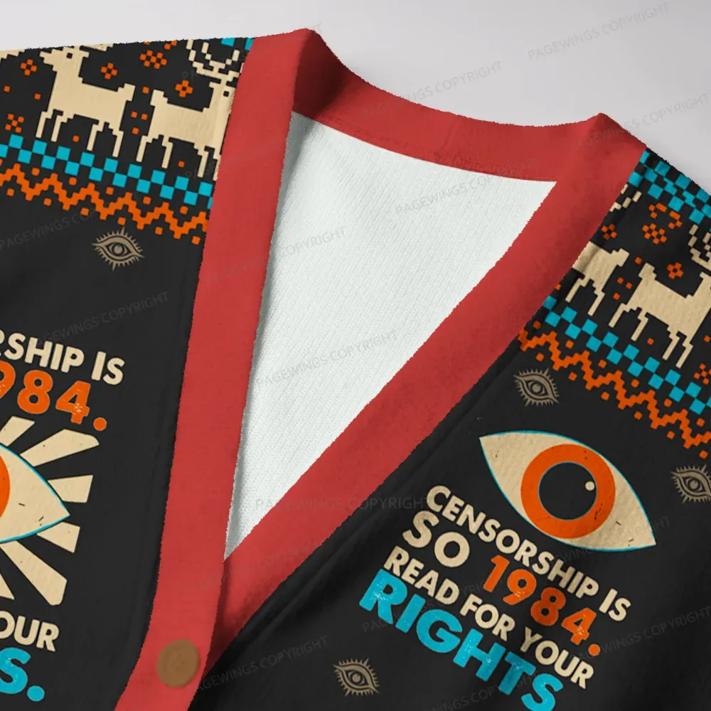 Pagewings Censorship Is So 1984 Unisex Ugly Cardigan Sweaters