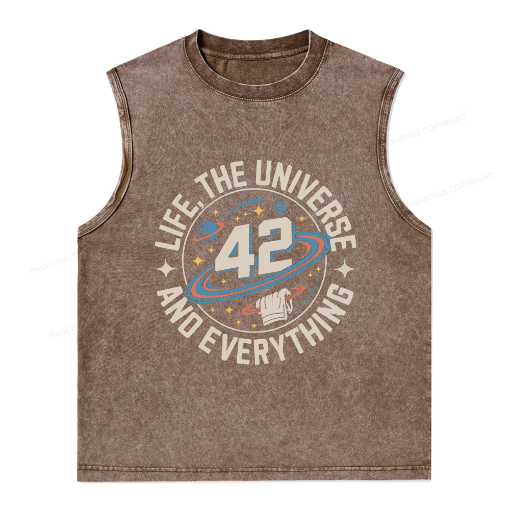 Pagewings Life The Universe And Everything Unisex Washed Tank Top