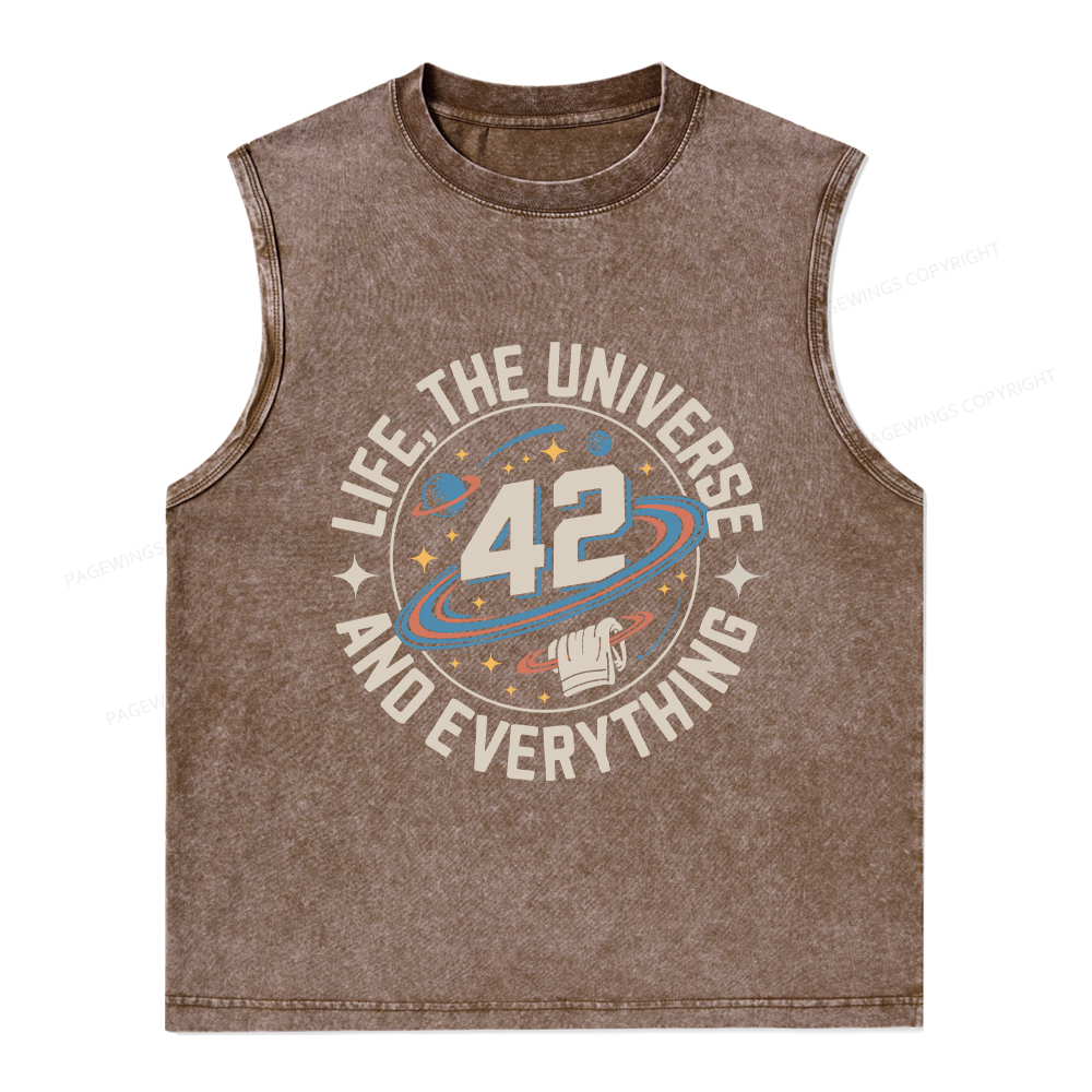 Pagewings Life The Universe And Everything Unisex Washed Tank Top