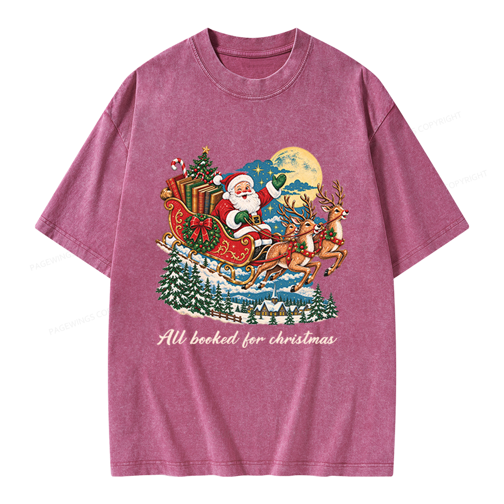 Pagewings All Booked For Christmas Unisex Washed T-shirt