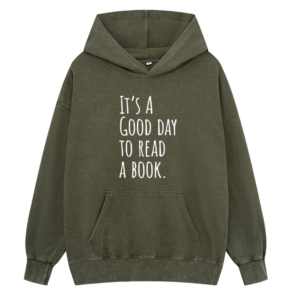 Pagewings It's A Good Day To Read A Book Unisex Washed Hoodie