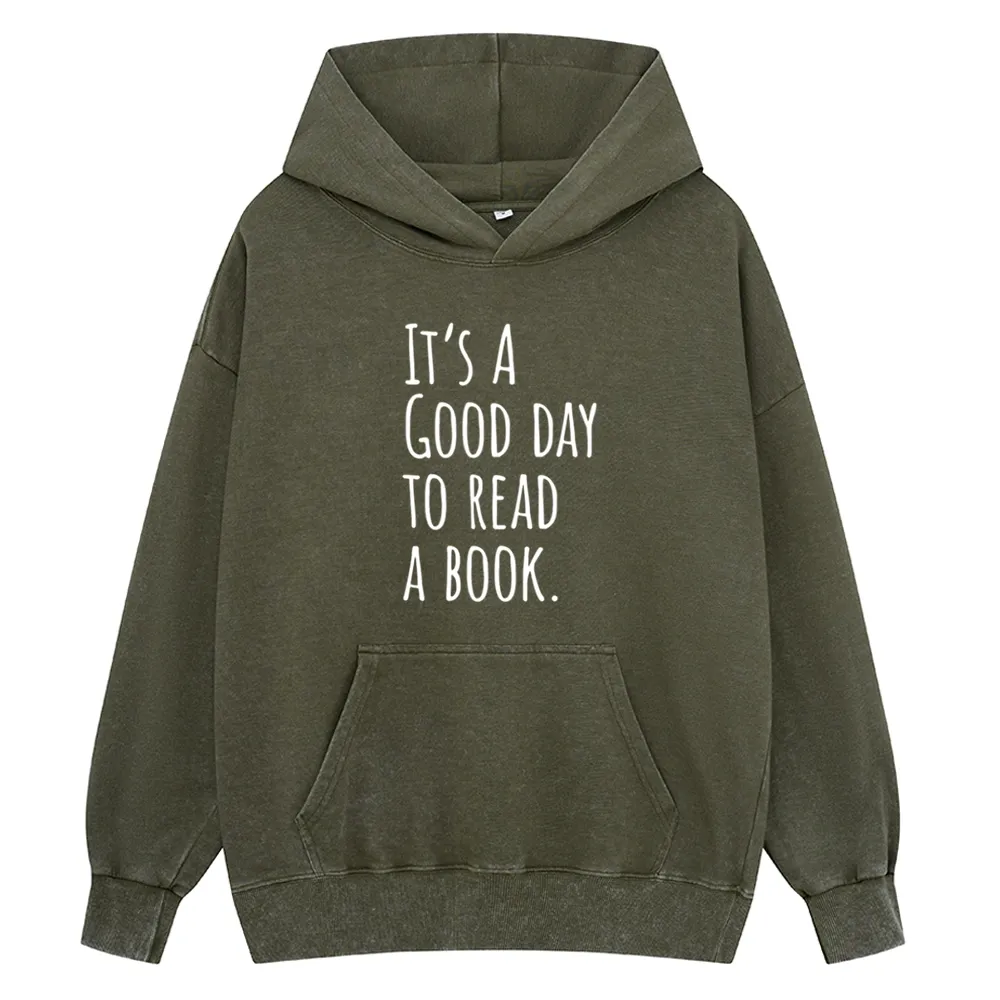Pagewings It's A Good Day To Read A Book Unisex Washed Hoodie