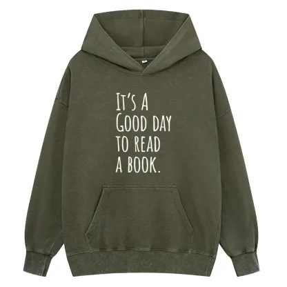 Pagewings It's A Good Day To Read A Book Unisex Washed Hoodie