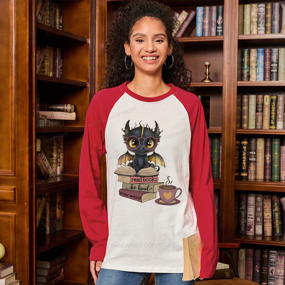 Pagewings Fantasy Reading Dargon Long Sleeve Raglan T-shirt