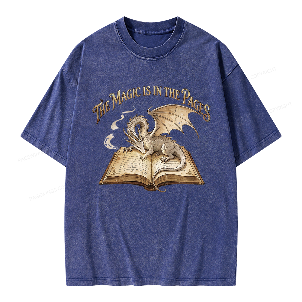 Pagewings The Magic Is In The Pages Unisex Washed T-shirt