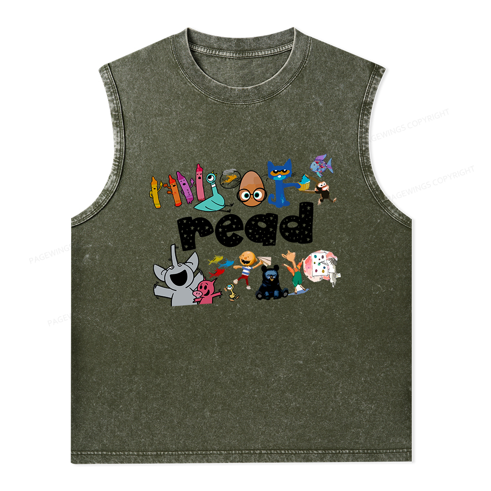 Pagewings Reading Bookish Unisex Washed Tank Top