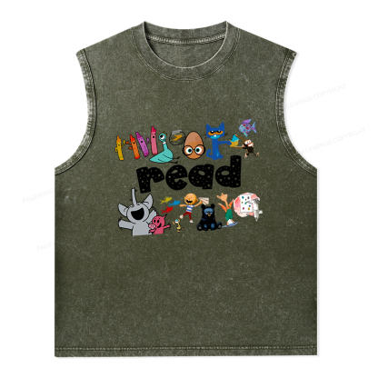 Pagewings Reading Bookish Unisex Washed Tank Top