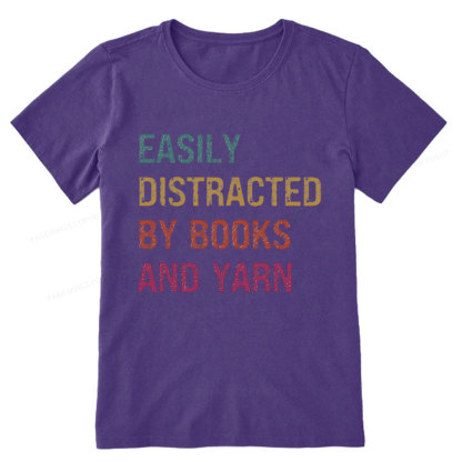 Pagewing Easily Distracted By Books And Yarn Unisex Classic T-shirt