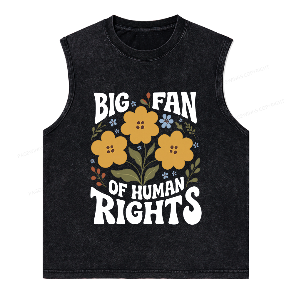 Pagewings Big Fan of Human Rights Unisex Washed Tank Top
