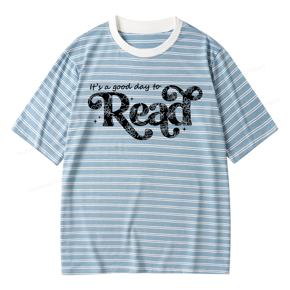 Pagewings Its a Good Day to Read Unisex Striped T-Shirt