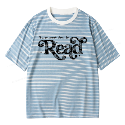 Pagewings Its a Good Day to Read Unisex Striped T-Shirt