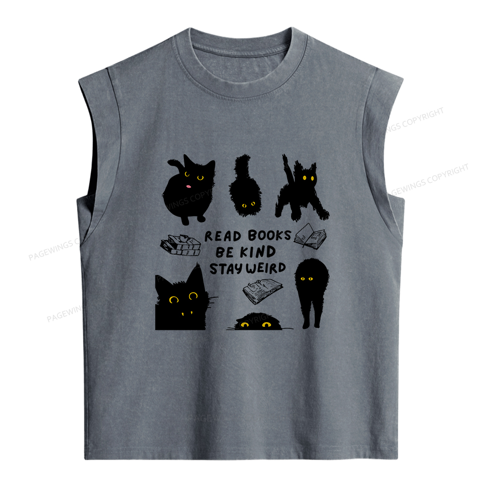 Pagewings Read Books Be Kind Stay Weird Women's Washed Tank Top
