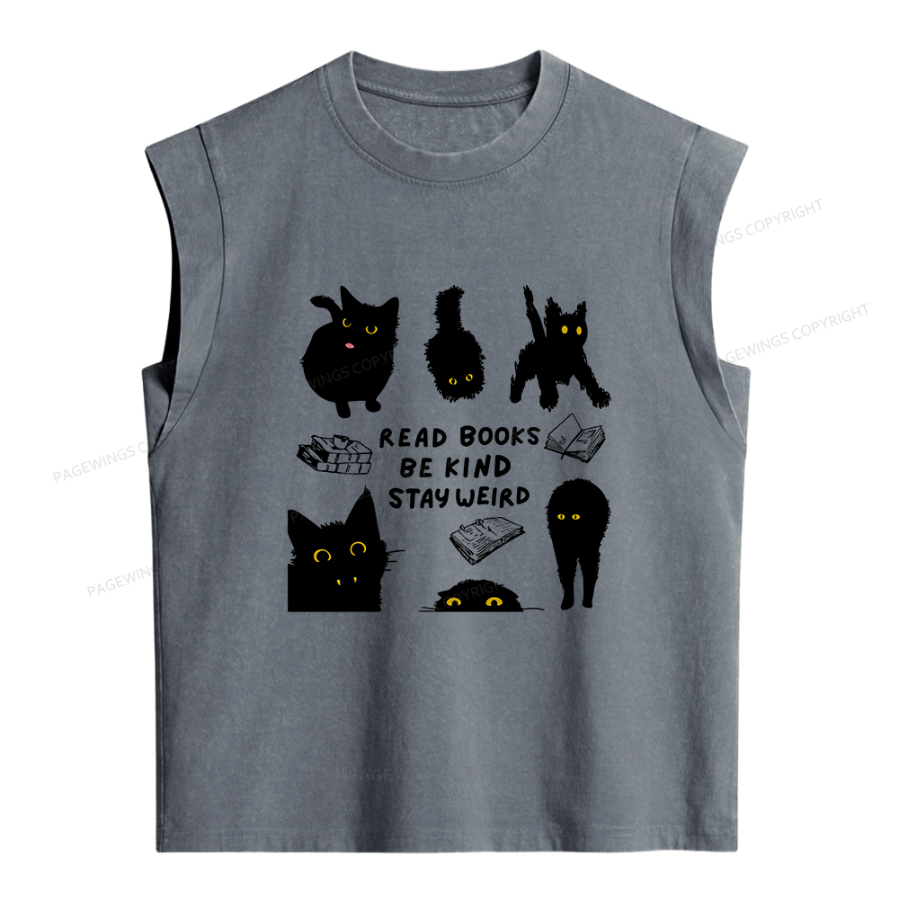 Pagewings Read Books Be Kind Stay Weird Women's Washed Tank Top