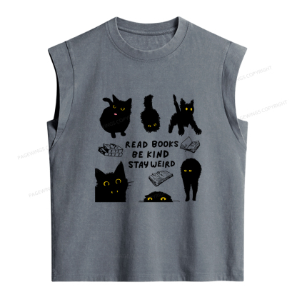 Pagewings Read Books Be Kind Stay Weird Women's Washed Tank Top