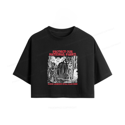 Pagewings Protect Our Parks Vintage Camping Women Crop Tops