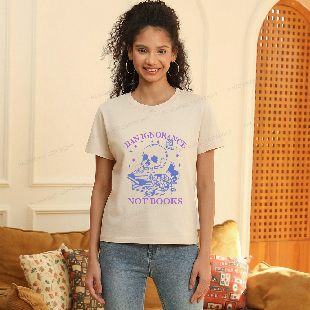 Pagewings Ban Lgnorance Not Books Women's Washed T-shirt