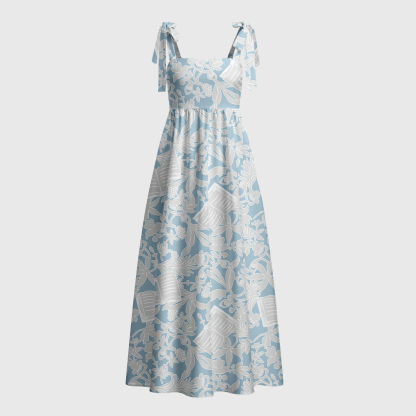 Pagewings Floral Open Book Tie Shoulder Maxi Dress