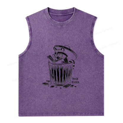 Pagewings Trash Reader Raccoon - Book Quote Unisex Washed Tank Top