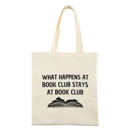 Pagewings What Happens At Book Club Stays At Book Club Tote Bag