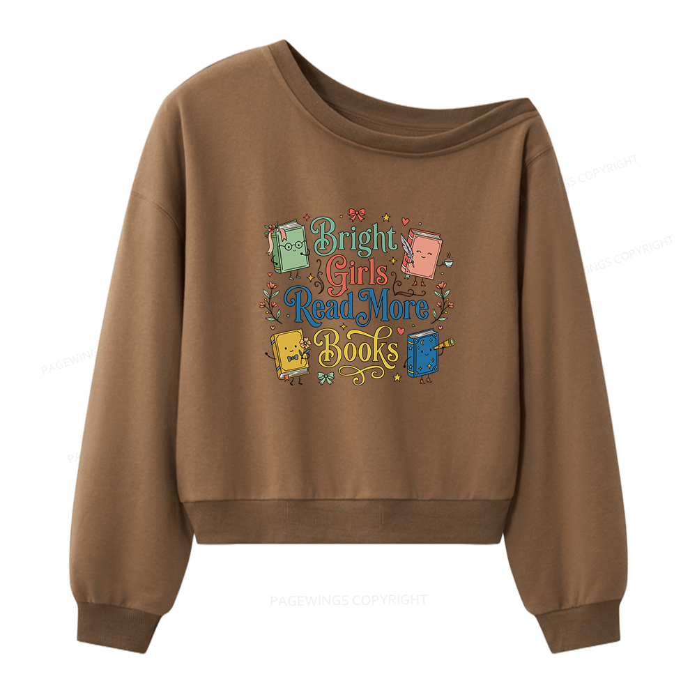 Pagewings Cool Kids Read Books Women Off Shoulder Sweatshirt