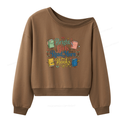 Pagewings Cool Kids Read Books Women Off Shoulder Sweatshirt