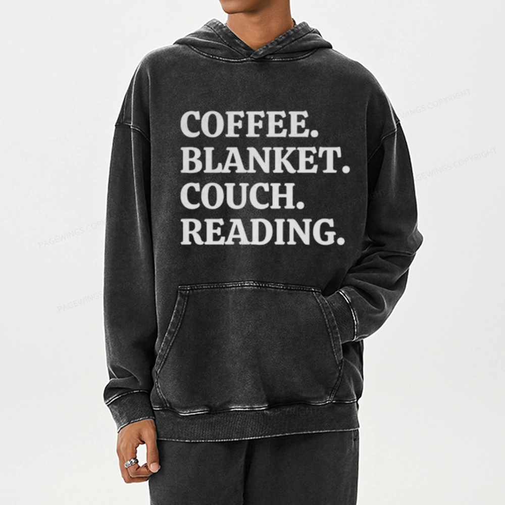 Pagewings Coffee Blanket Couch Reading Unisex Washed Hoodie