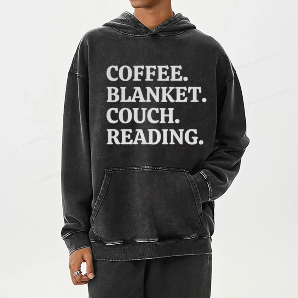 Pagewings Coffee Blanket Couch Reading Unisex Washed Hoodie