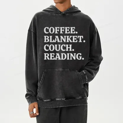 Pagewings Coffee Blanket Couch Reading Unisex Washed Hoodie