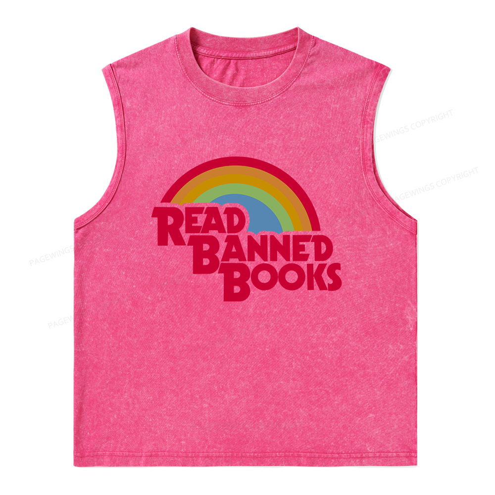 Pagewings Read Banned Books Unisex Washed Tank Top
