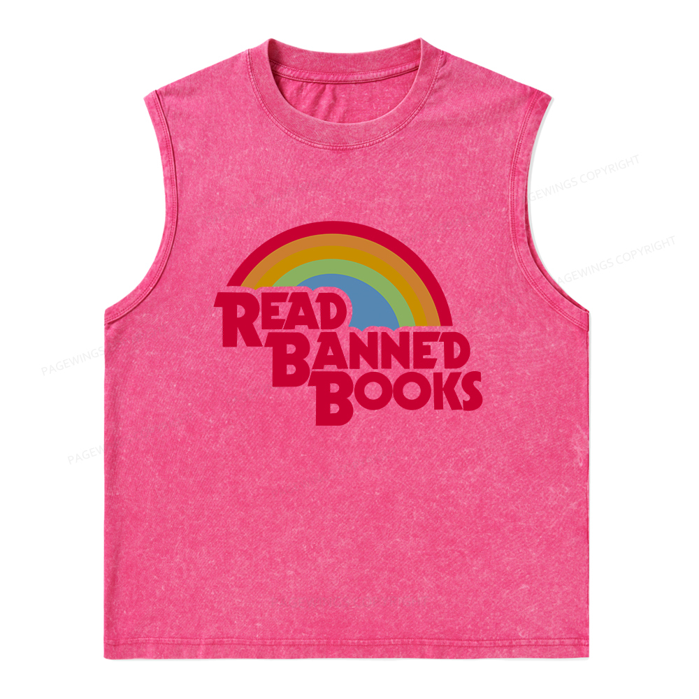 Pagewings Read Banned Books Unisex Washed Tank Top