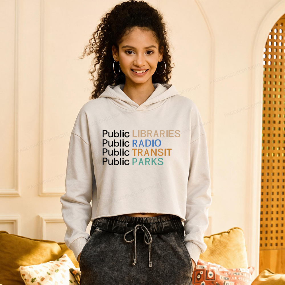 Pagewings Public Libraries Radio Transit Parks Washed Crop Hoodie