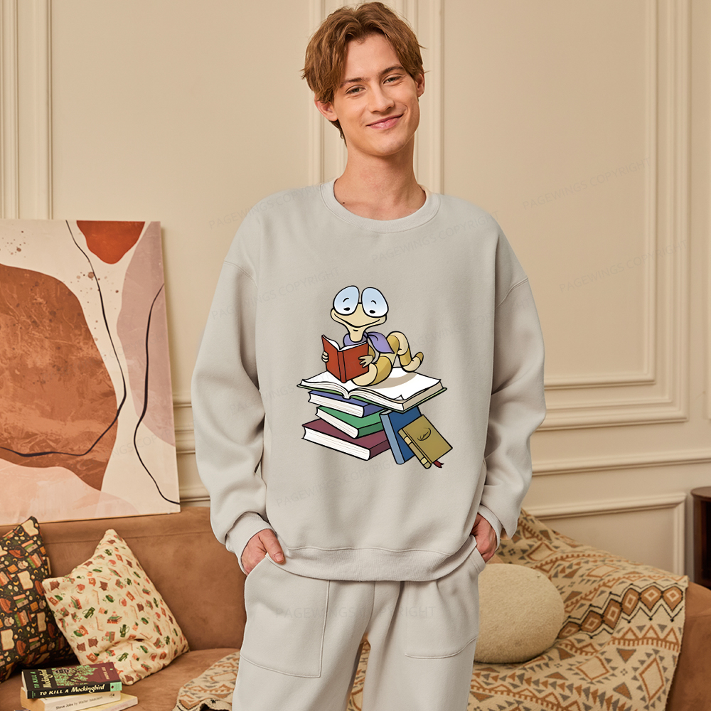Pagewings Reading Snail and Book Unisex Fleece Sweatshirt Set 