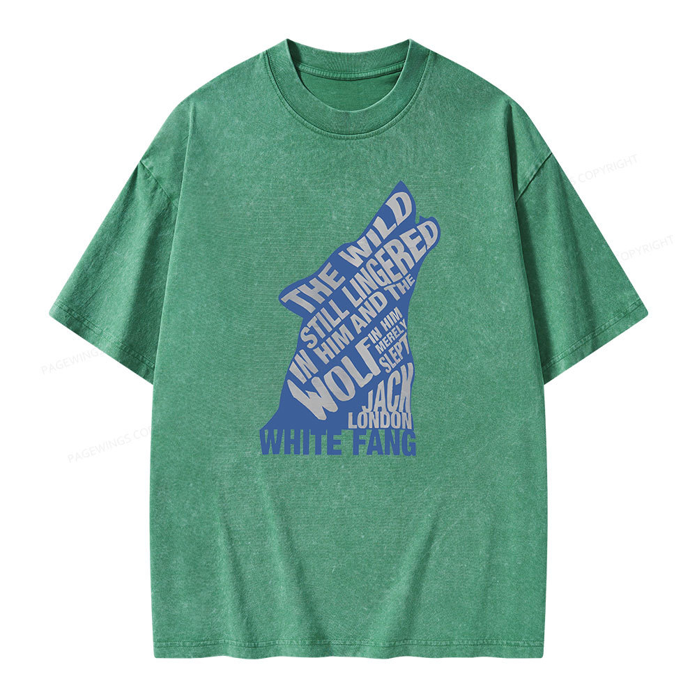 Pagewings White Fang by Jack London Blue Book Quote Unisex Washed T-shirt