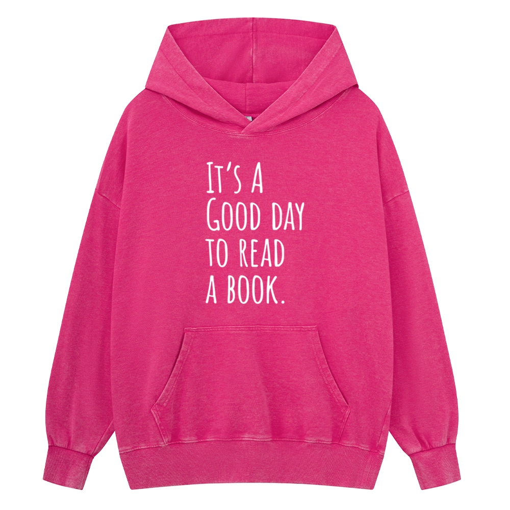 Pagewings It's A Good Day To Read A Book Unisex Washed Hoodie