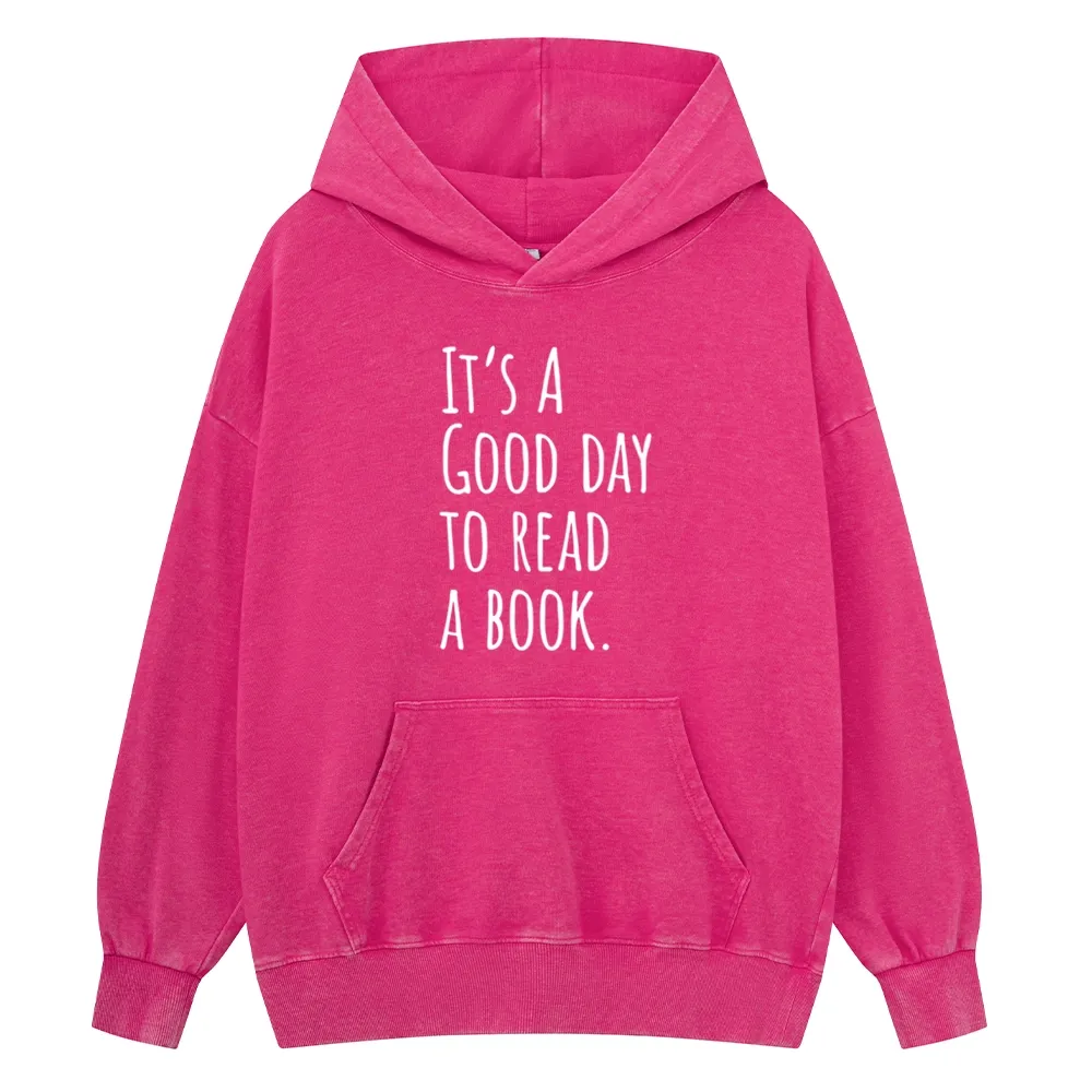 Pagewings It's A Good Day To Read A Book Unisex Washed Hoodie