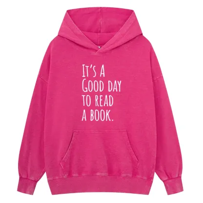 Pagewings It's A Good Day To Read A Book Unisex Washed Hoodie