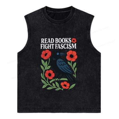Pagewings Read Books Fight Fascismt Unisex Washed Tank Top