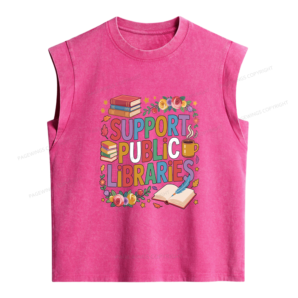 Pagewings Support Public Libraries Women's Washed Tank Top