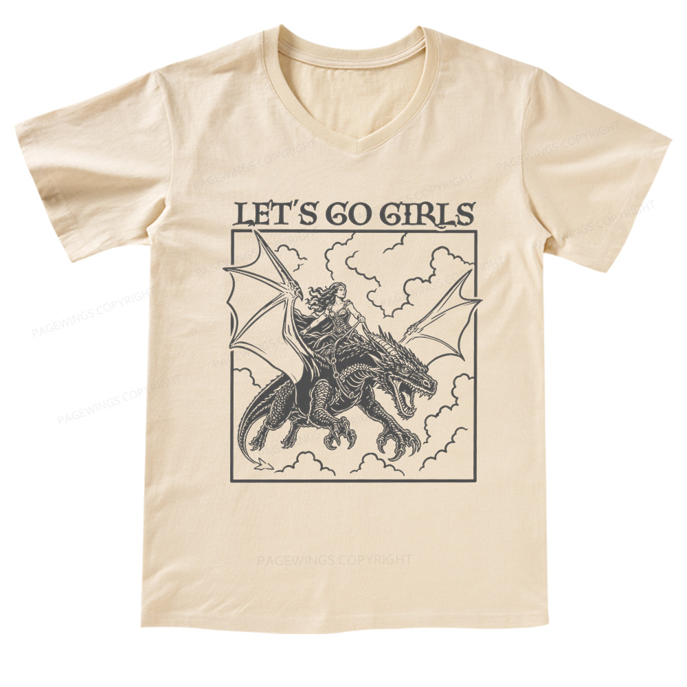 Pagewing Let's Go Girls V-neck T-shirt