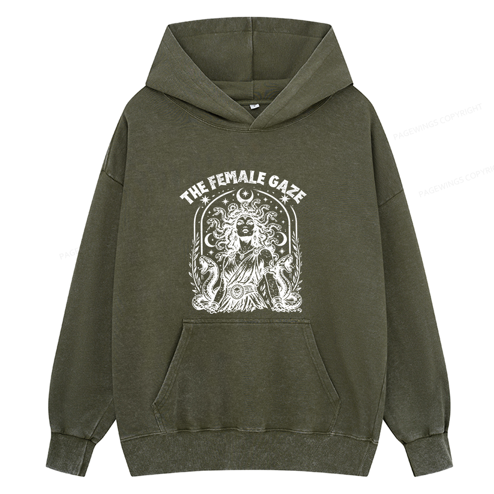Pagewings Vintage Medusa Feminist Unisex Washed Hoodie