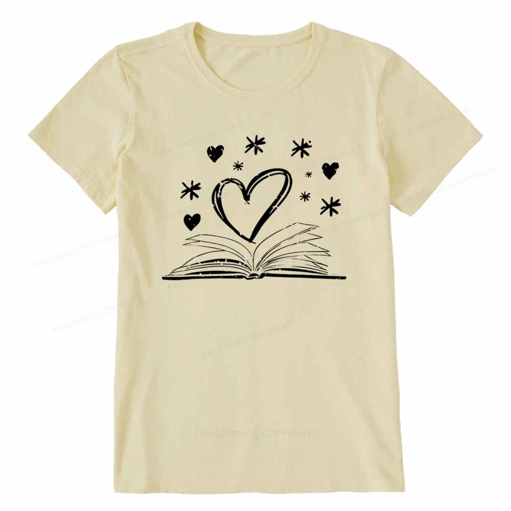 Pagewings Bookworm Librarian Valentines Day Book T-Shirt Unisex Classic T-shirt