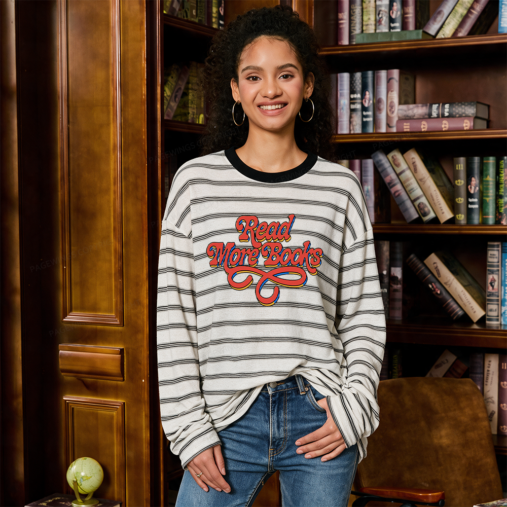 Pagewings Read More Books Unisex Striped Long Sleeve T-Shirt